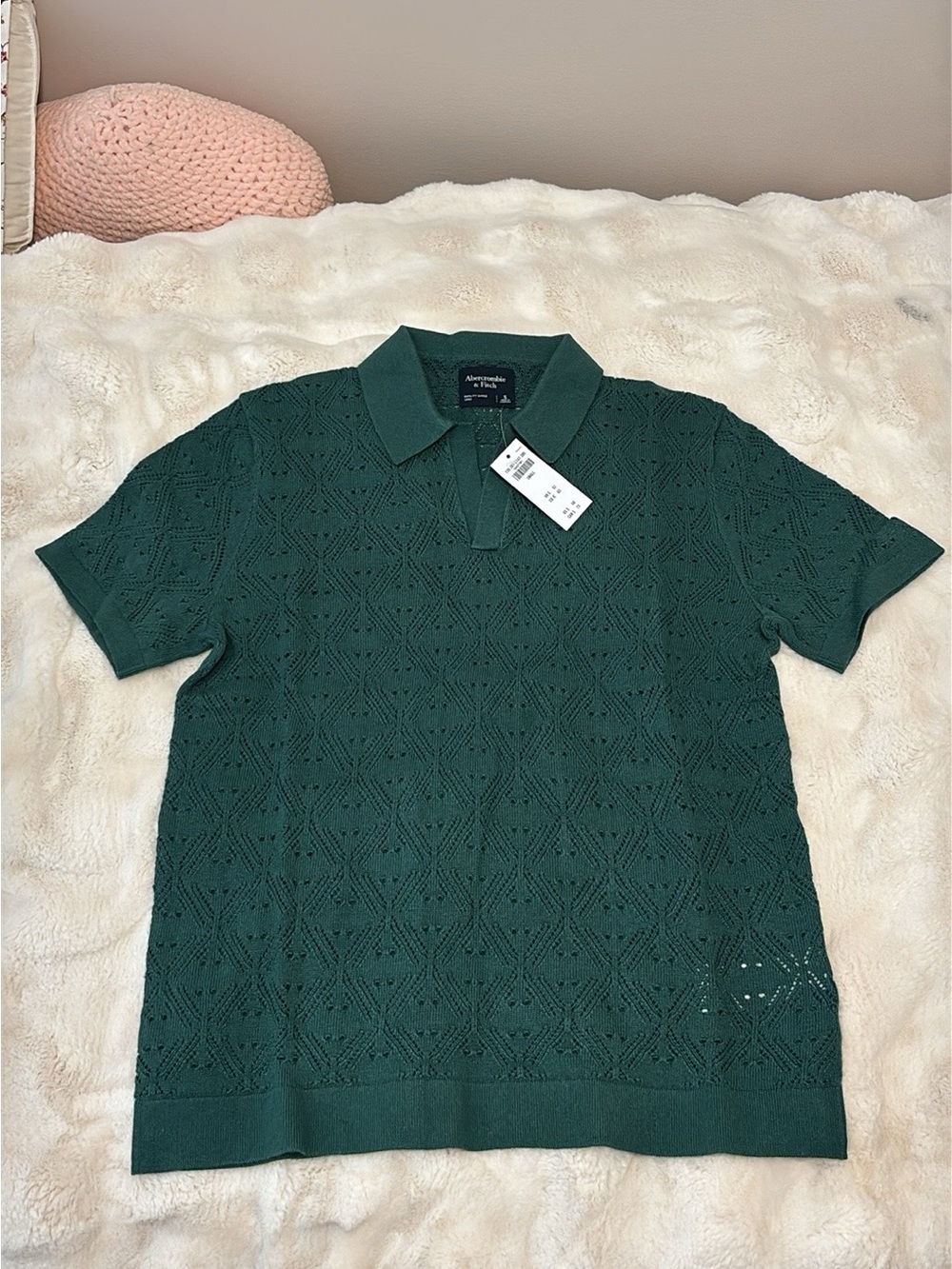 Abercrombie & Fitch Forest Green Knit Polo Shirt